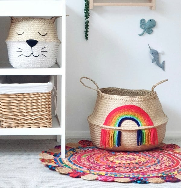 Vivid tassel rainbow basket - Extra Large - Bellybambino