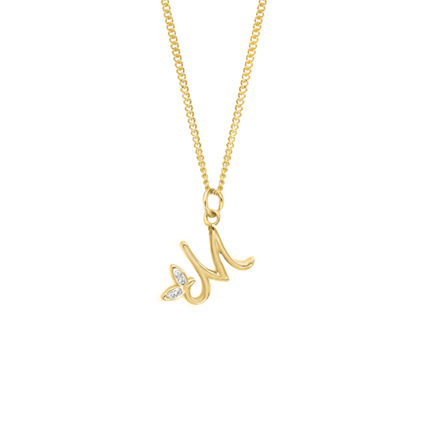 Say It With Dainty Winged Initial Charm Necklace - Sterling Silver