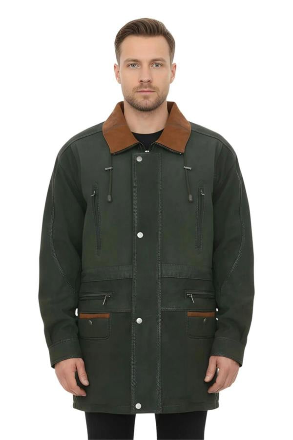 Infinity Leather Mens Nubuck Leather Parka Coat-Winnipeg