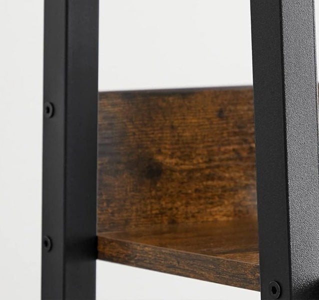 Modcraft Industrial 4-Tier Ladder Shelf, Rustic Brown & Black Bookcase for Living Room or Office