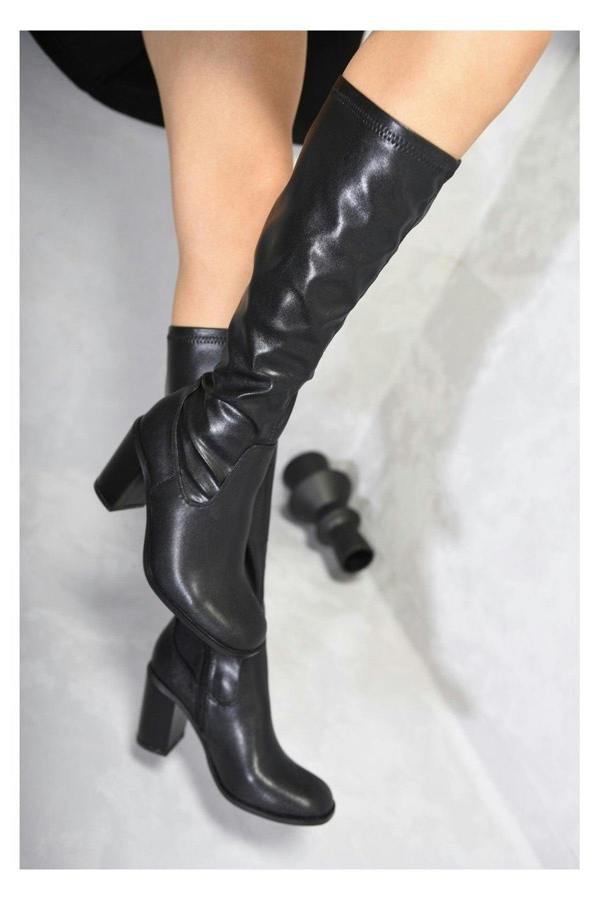Madison Block Heel Knee High Boots - Black