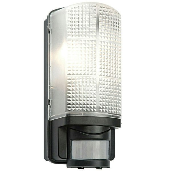 BLACK IP44 Outdoor Wall Bulkhead Light & 10m PIR Motion Sensor 60W E27 Edison Loops