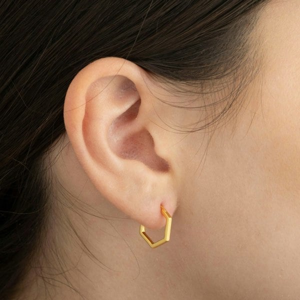 Gold Trip Hexagon Huggie Hoop Earrings