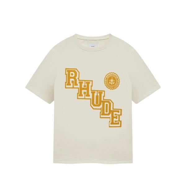 Rhude Collegiate Crest T-Shirt   in  White