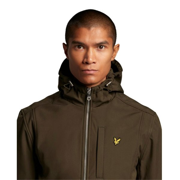 Lyle & Scott Branded Logo Hooded Softshell Jacket - Olive