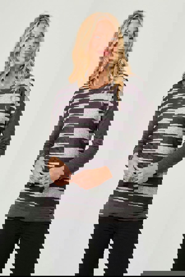 Grey | Geo Print Drop Shoulder Sweatshirt