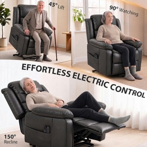 HOMCOM Riser Recliner Chair with Massage and Heat for Elderly, Charcoal Grey