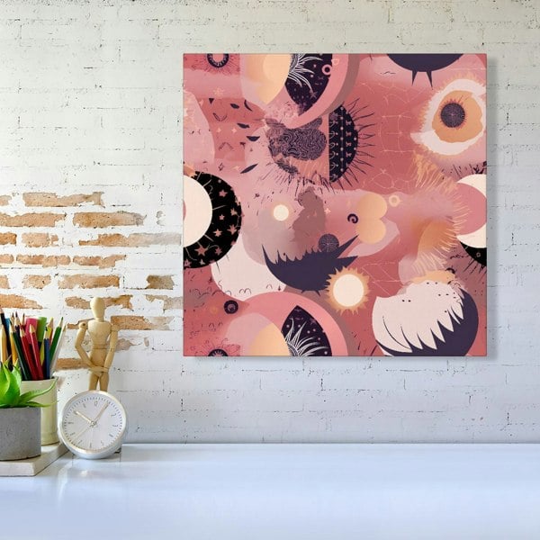 Warren Reed Abstract Red Pink Pattern Canvas