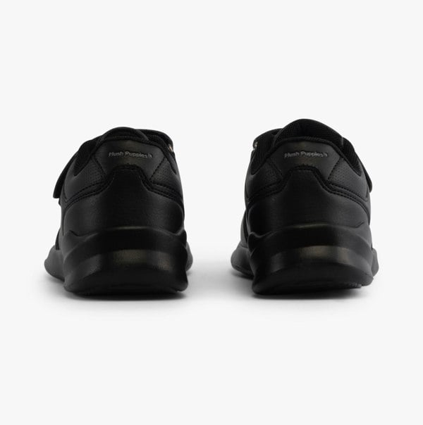 Hush Puppies MARLING Unisex Leather School Trainers Black