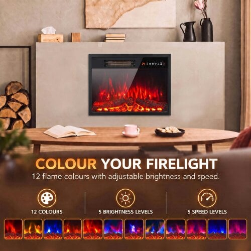 HOMCOM 26" Electric Fireplace Insert with 12 Flame & 4 Ember Colours