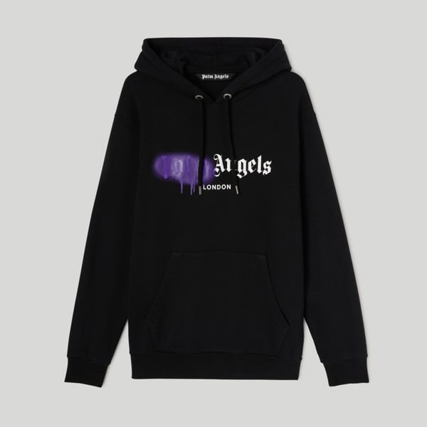 Palm Angels London Spray Paint Logo Hoodie - Black