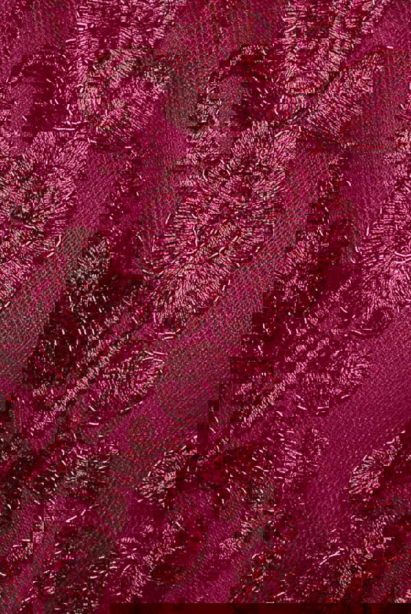 Scallop Edge Corset Back Structured Lace Mini Dress - Burgundy DR4966