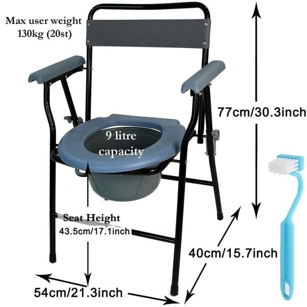 Havendro Blue Foldable Steel Commode Chair Portable Toilet with Safety Lock - 9L Bucket
