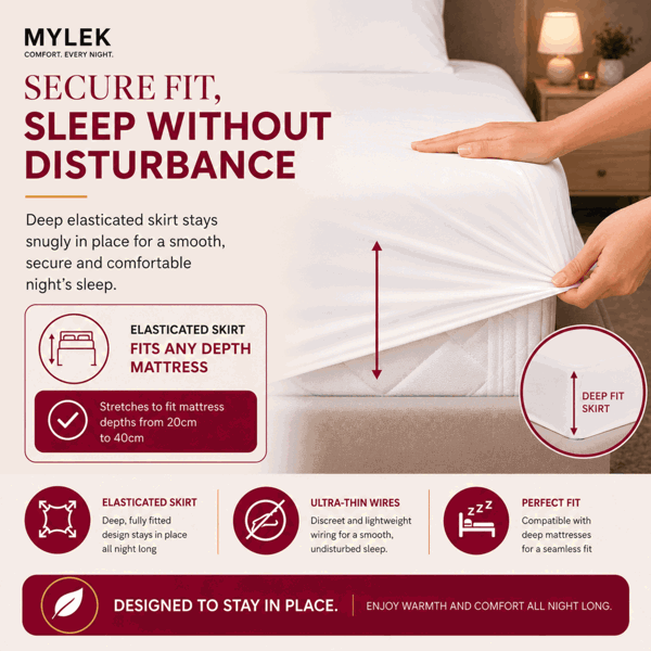 MYLEK Electric Blanket Single Fully Heated Mattress Cover Underblanket with Elasticated Skirt