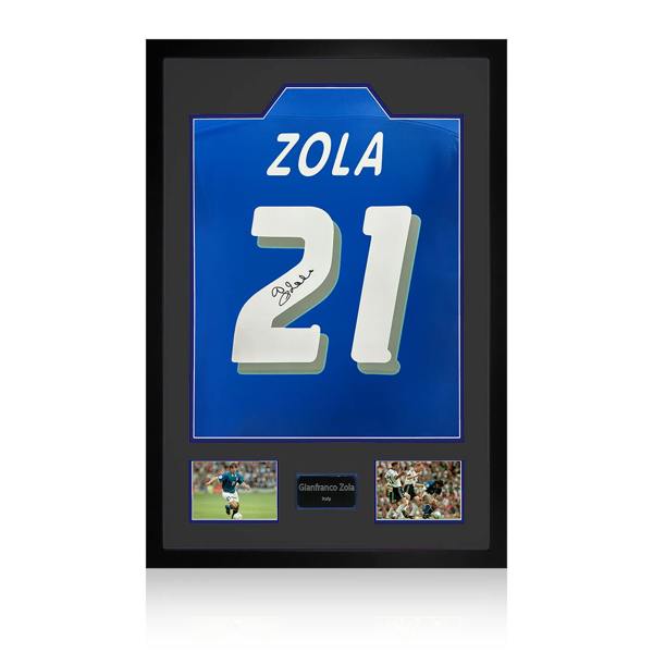 Gianfranco Zola Signed Italy Shirt Premium Frame