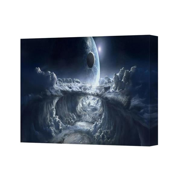Benjamin Tate Design Cosmic Night Sky Canvas Art With Planet And Cloud Nebula Wall Decor