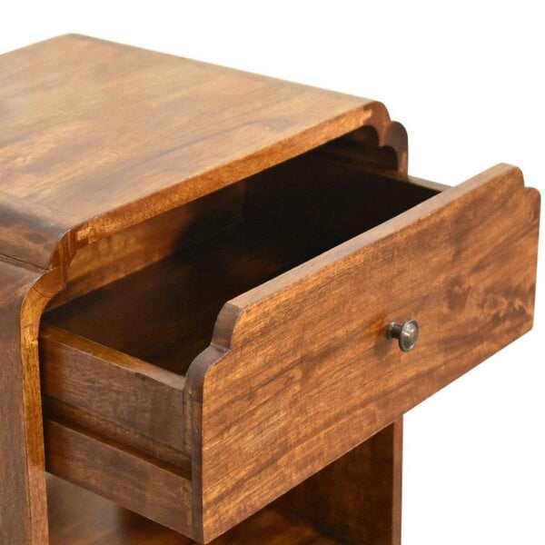 Wyld Haus Lanta Mango Wood Scalloped Bedside Table with Drawer