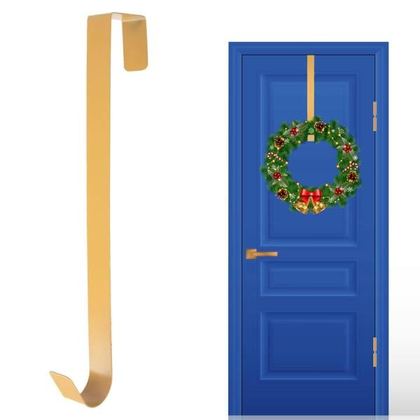 38cm Gold Metal Wreath Hanger for Doors, Slim Rust-Proof Hanging Hook for Home Decor image 1