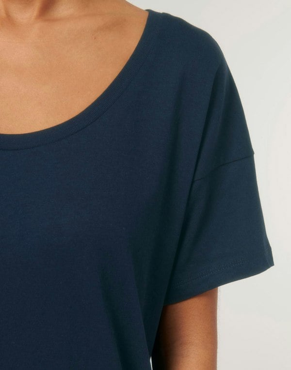 Women's Loose Fit Organic Cotton Scoop Neck Top - Navy - British Boxers