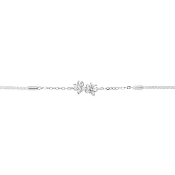 BLOOMTINE Enchanting Flutterfly™ (Butterfly) Sterling Silver Silk Cord Bracelet