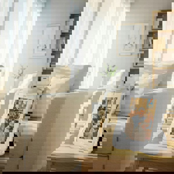 Christening Picture Frame Nickel Plated with Diamante Cross and Stars Image 5