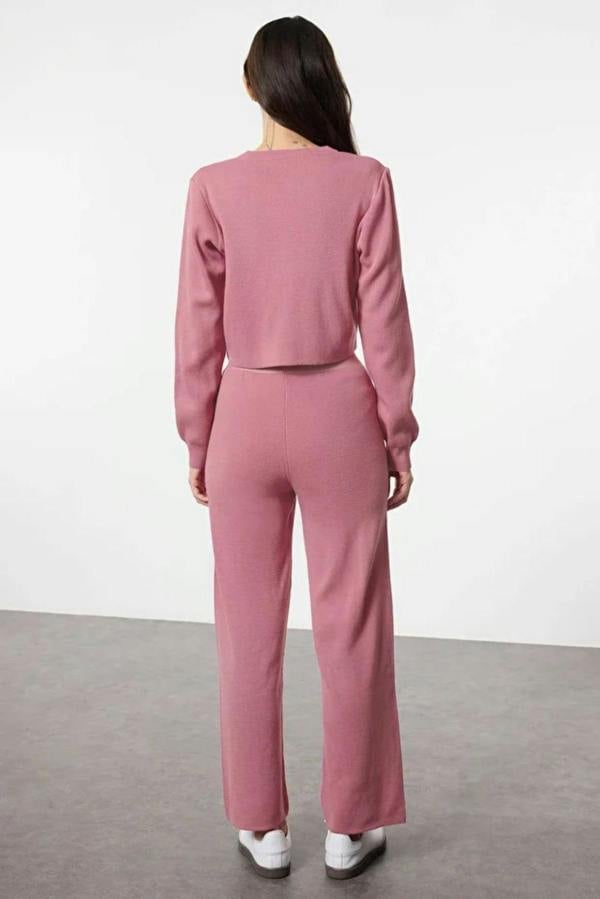 WOVCOR 2-Piece Crop Knit Top & Pants Set