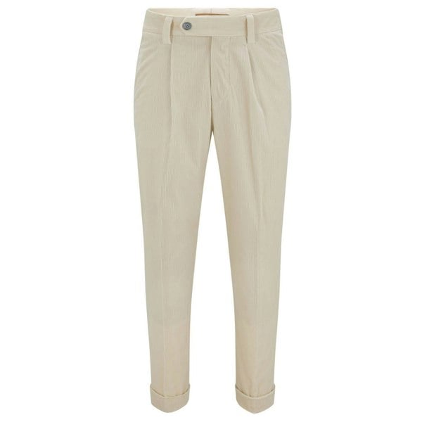 Boss Mens H-Perin Pleated Trousers - White
