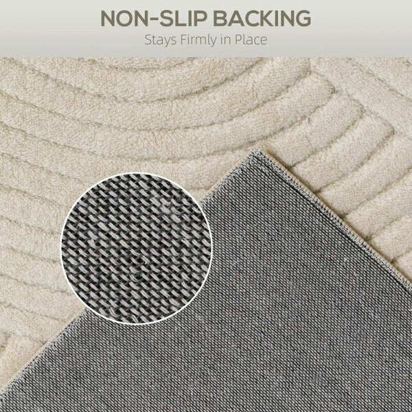 Modern Geometric Rug, Thick Plush, Non-Slip, 160 x 120 cm, Cream, Living Room, Bedroom, Office