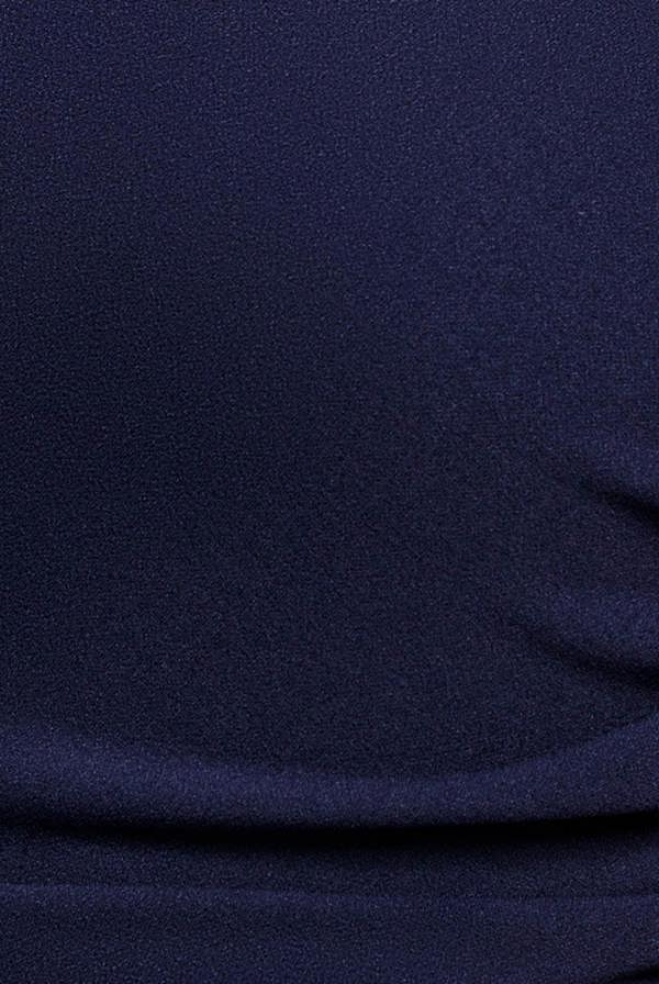 One Shoulder Puffed Satin Sleeve Evening Maxi Dress - Navy Blue DR4640