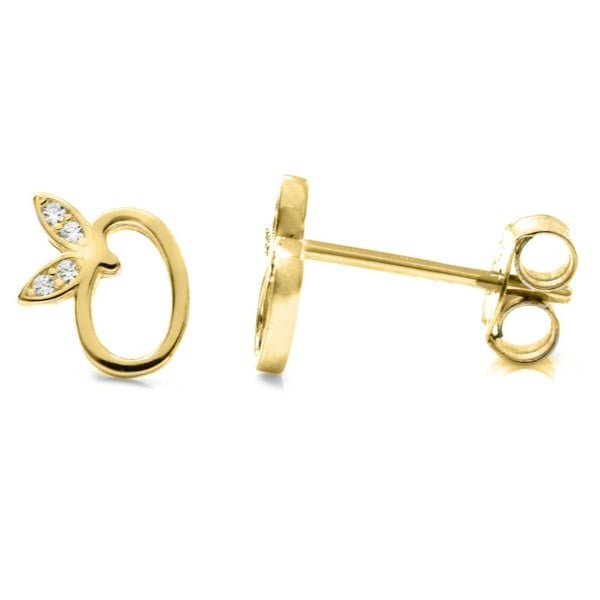 Say It With Winged Initial Earrings - Yellow Gold Plated