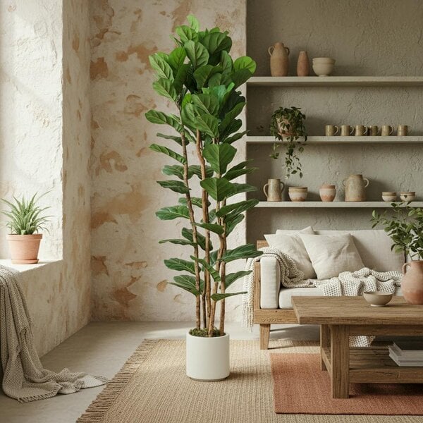 Wyld Haus Racori Artificial Fiddle Leaf Fig Style Tree With Full Canopy 180cm Green