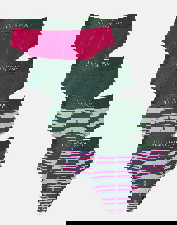 British Boxers Multipack! 4 Pairs of Men's Bamboo Briefs - Forest Berry