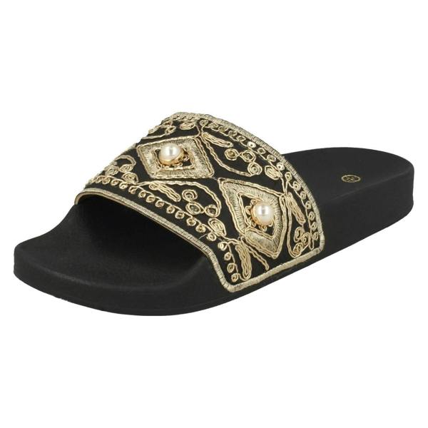 Spot On Ladies Spot On Beaded Slider Mules
