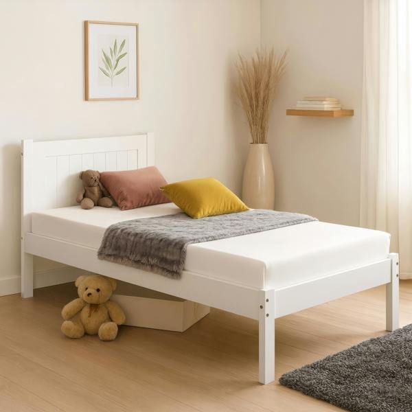 Mission TM Clifton Solid Pine Bed Frame, Panelled Headboard, White, 4 Sizes
