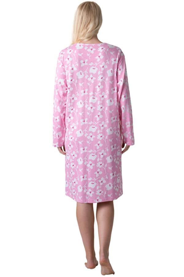 Camille Womens 100% Organic Cotton Classic Knee Length Long Sleeved Nightdress