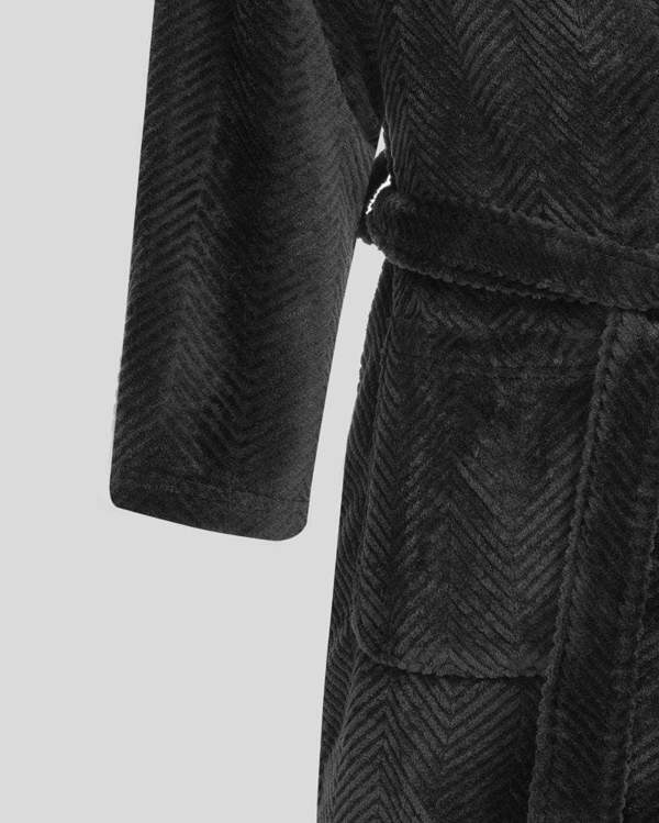 Steel & Jelly Kensal - Herringbone Texture Supersoft Fleece Dressing Gown