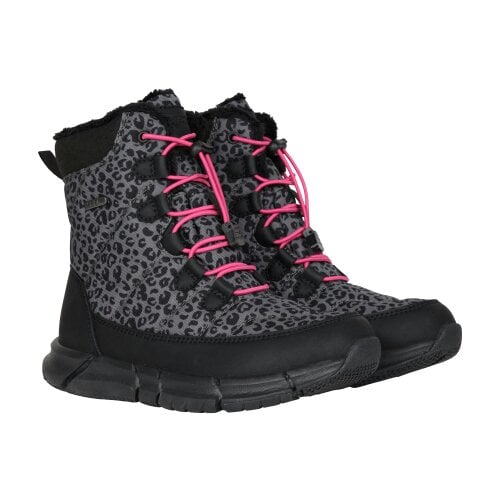 Mountain Warehouse Kids Tahoe Leopard Print Suede Snow Boots - Black