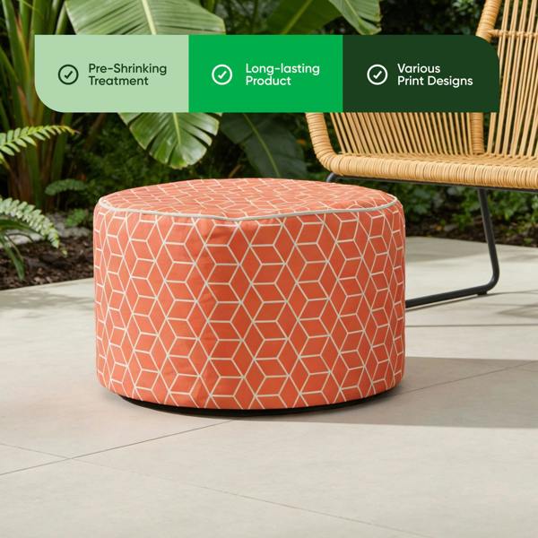 Gardenwize Outdoor Pouf Ottoman – Terracotta Cube Inflatable Footstool