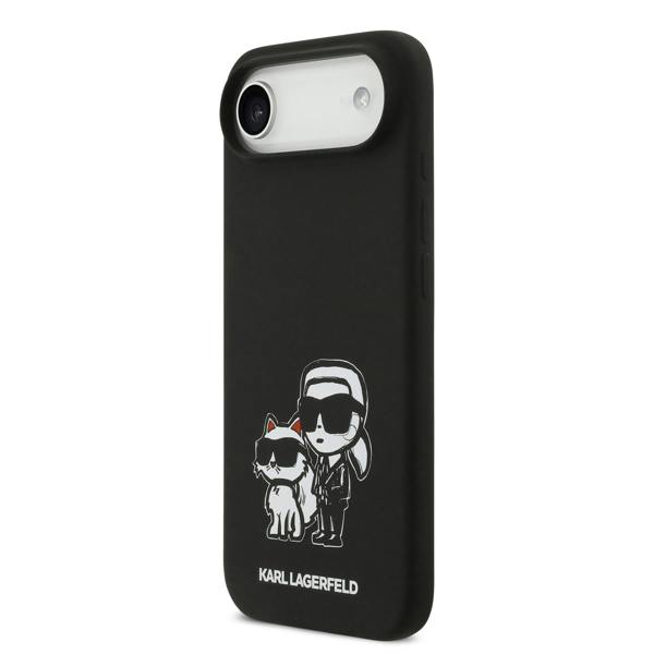 Karl Lagerfeld Liquid Silicone Karl and Choupette Sketch Case with MagSafe for iPhone 17 Air 6.5" Black - KLHMP17MSKCGRGOK