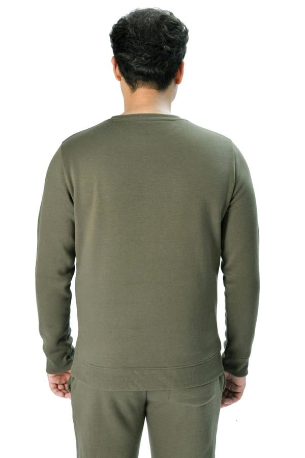 Smart Living Classic Plain Crew Neck Long Sleeve Pullover Sweatshirt Jumper - Khaki