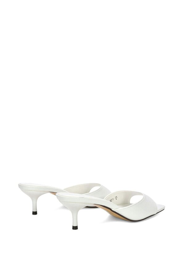 XY LONDON Square Toe Kitten Heel Slip On Heeled Sandal Mules