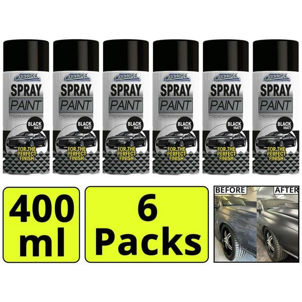 Carpride 6X Matt Black Car Spray Paint 400ml