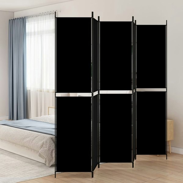 Berkfield 5-Panel Room Divider Black 250x220 cm Fabric