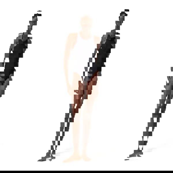 Speedo solid highneck crossback swimsuit in dark grey with racerback