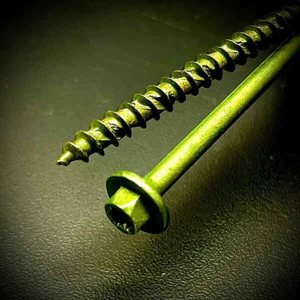 Fixaball Landscape Screw Sleeper Decking Hex Drive Flange Green  C.E