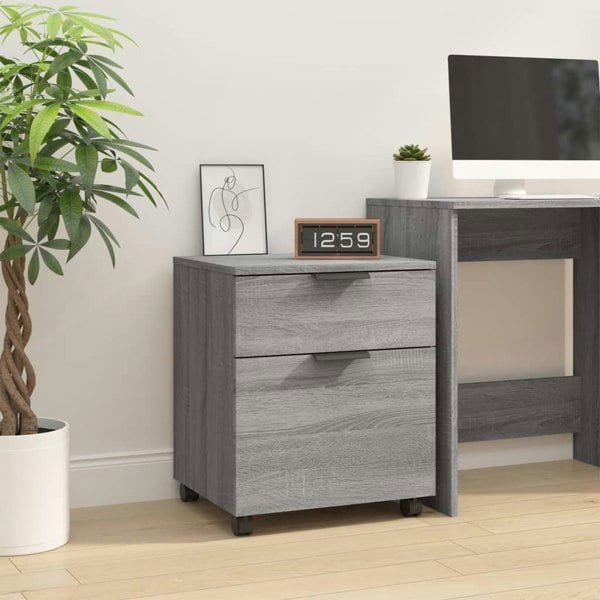 Berkfield Mobile File Cabinet with Wheels Grey Sonoma 45x38x54 cm Engineered Wood