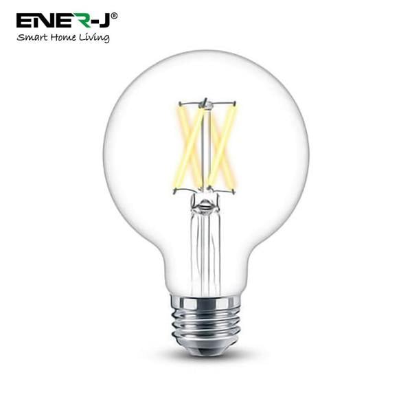 Ener-J Smart WiFi E27 LED Filament Bulb, 806lm 8.5W Dimmable CCT Golden G95 Globe, Works with Alexa & Google Assistant | Pack of 3