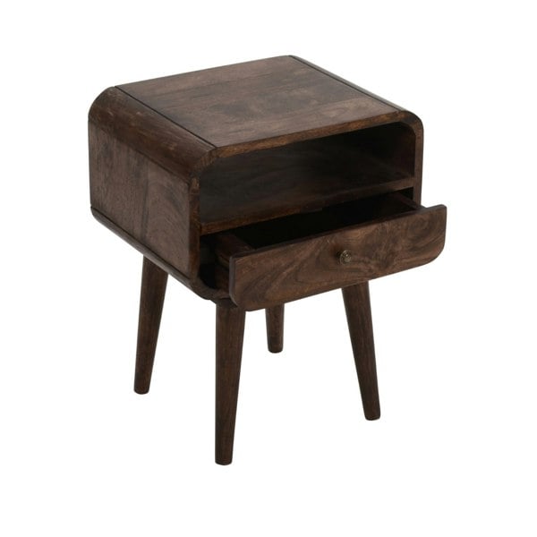 IH Design Winnie Dark Mango Wood Bedside Table with Drawer