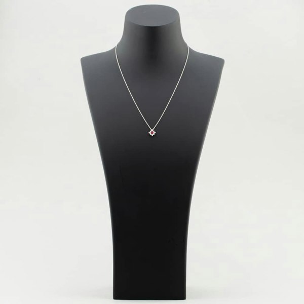T. H. Baker 18ct White Gold Brilliant Cut Ruby & Diamond Star Necklace 39292G2