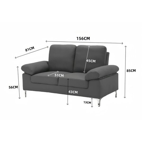 Kosy Koala Modern Grey Fabric Sofa Set 2 1 Seater with Chrome Legs And Cushions